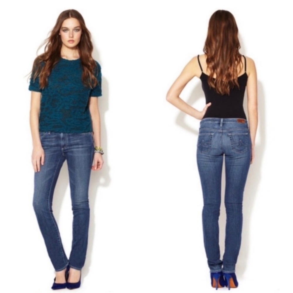 AG Adriano Goldschmied Premiere Jeans Distressed Blue Denim Size 30R‎